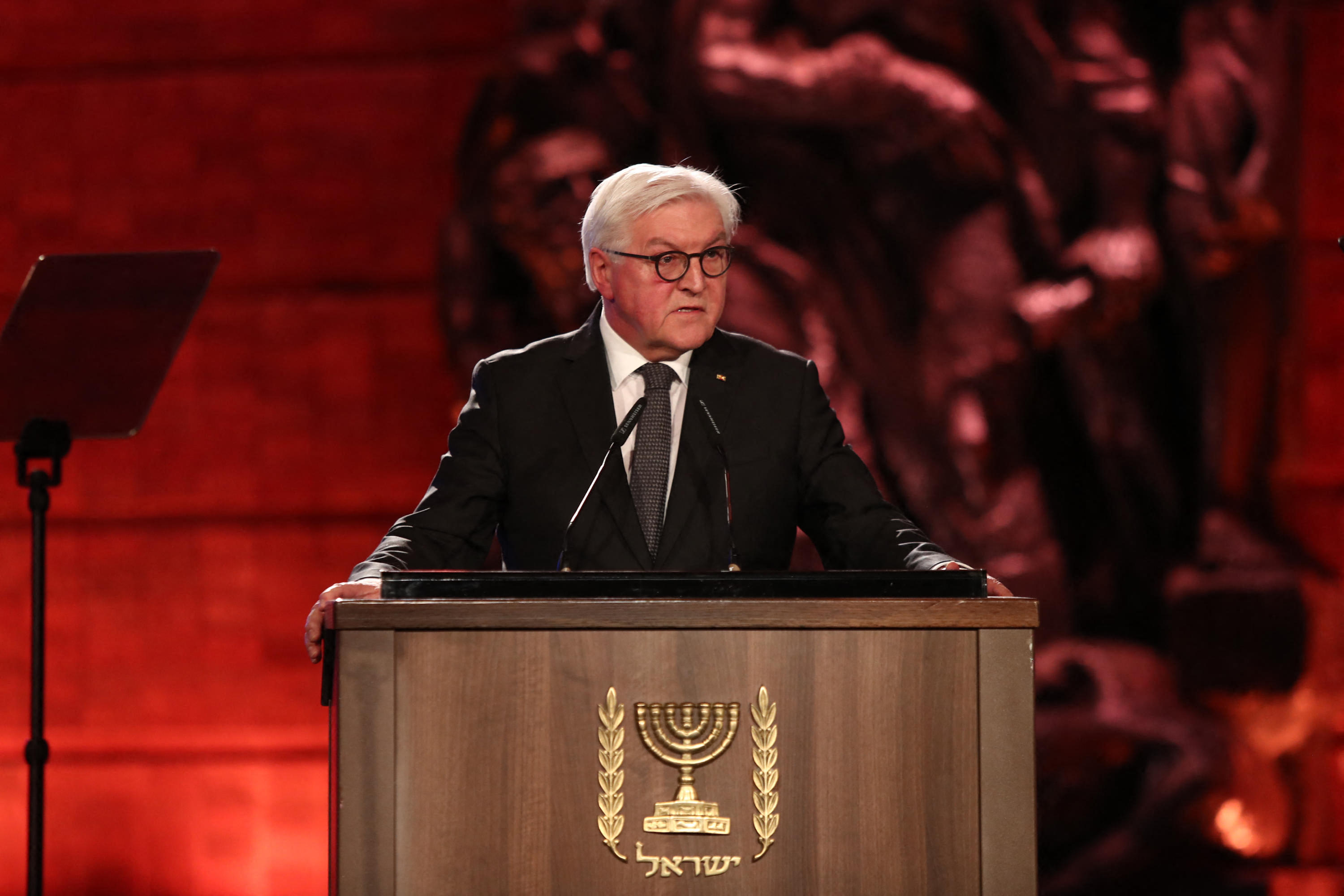 Bundespräsident Frank-Walter Steinmeier spricht am 23. Januar 2020 vor dem World Holocaust Forum im Yad Vashem Holocaust memorial museum in Jerusalem.