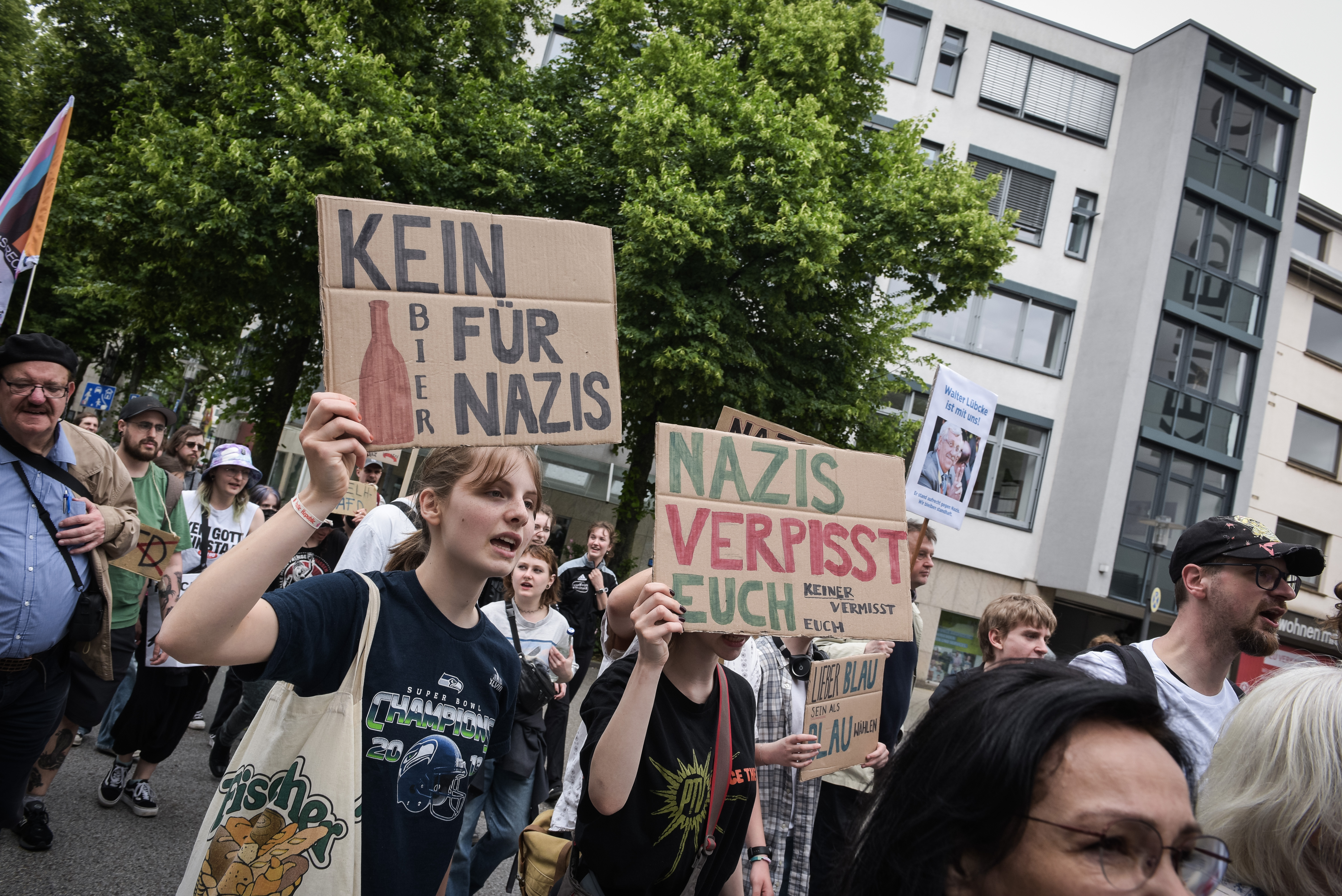 In Essen haben am Sonntag Menschen gegen Rechtsextremismus demonstriert.