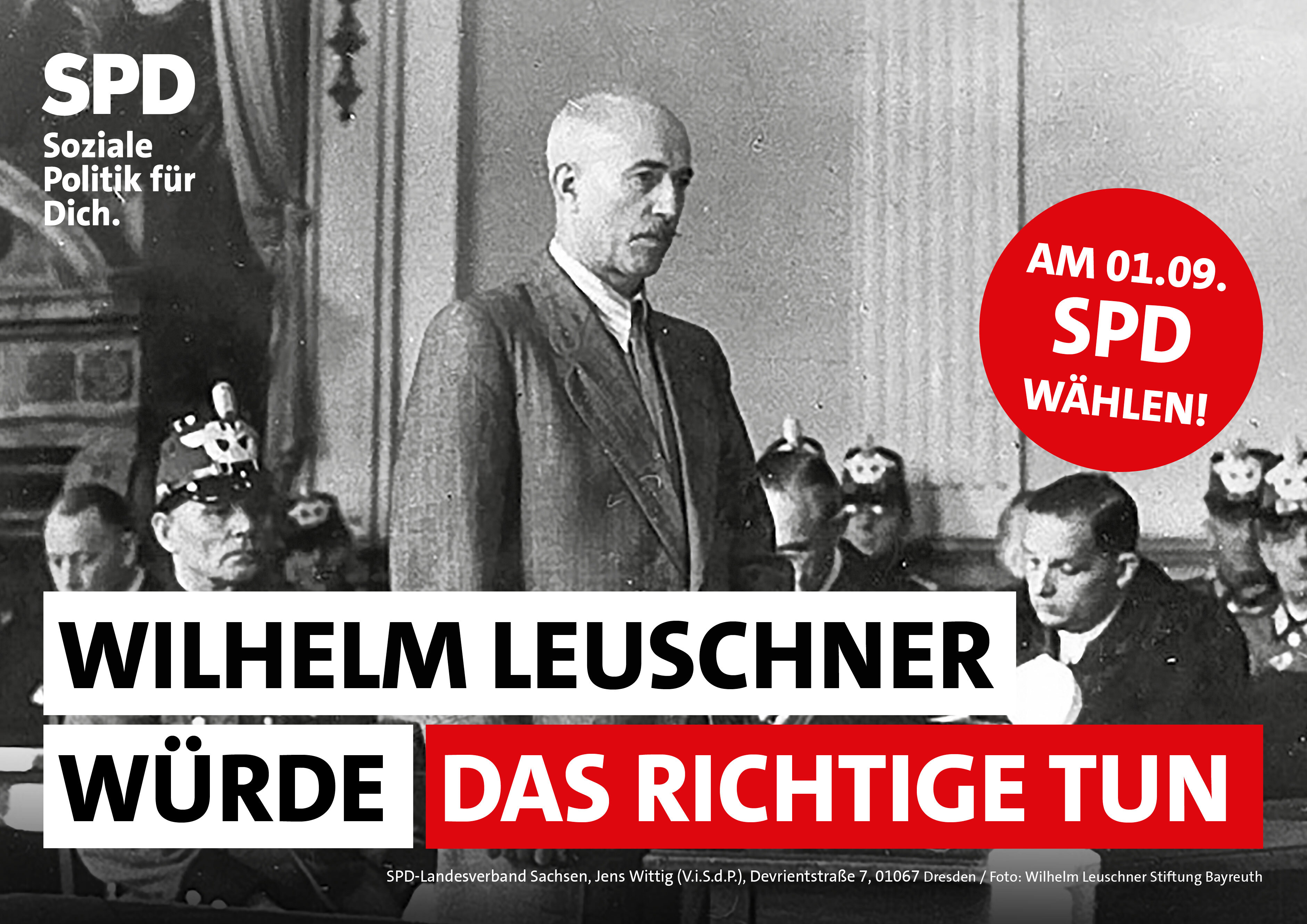 Mit einer Flyer- und Plakat-Aktion erinnert die SPD Halle in Leipzig an Wilhelm Leuschner.