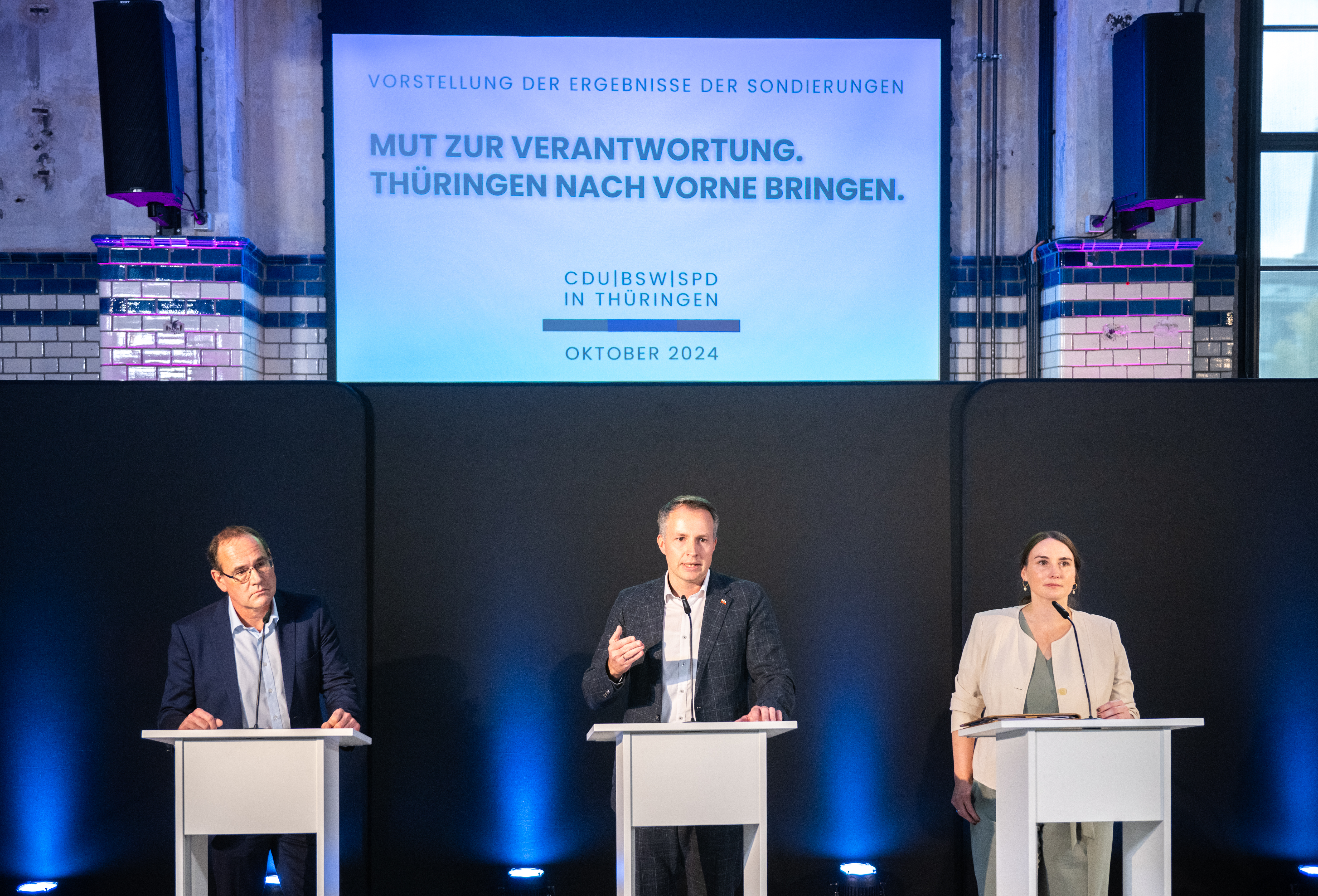 Die Ergebnisse der Sondierungsgespräche in Thüringen werden vorgestellt