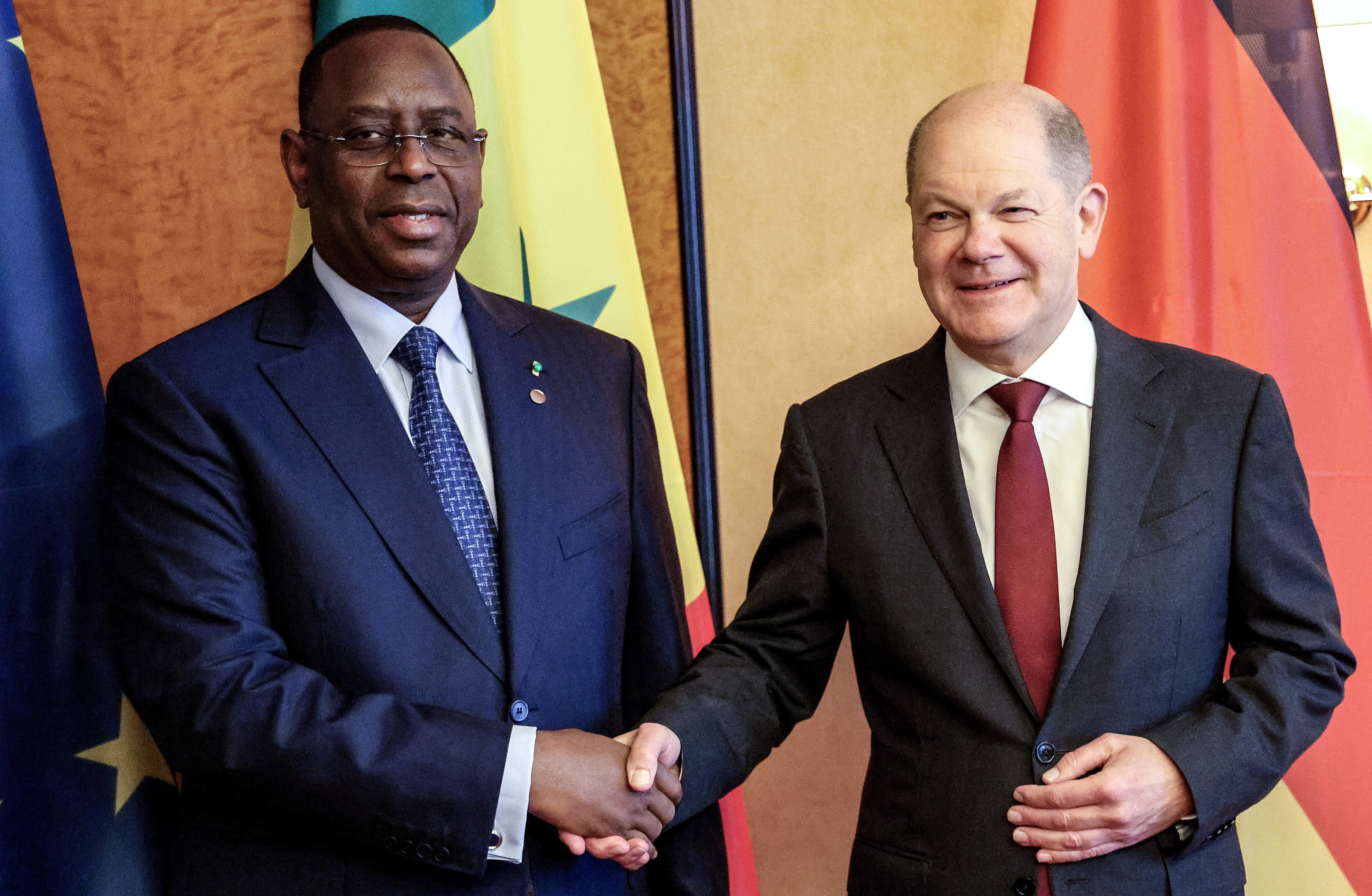 Bundeskanzler Olaf Scholz mit Senegals Präsident Macky Sall