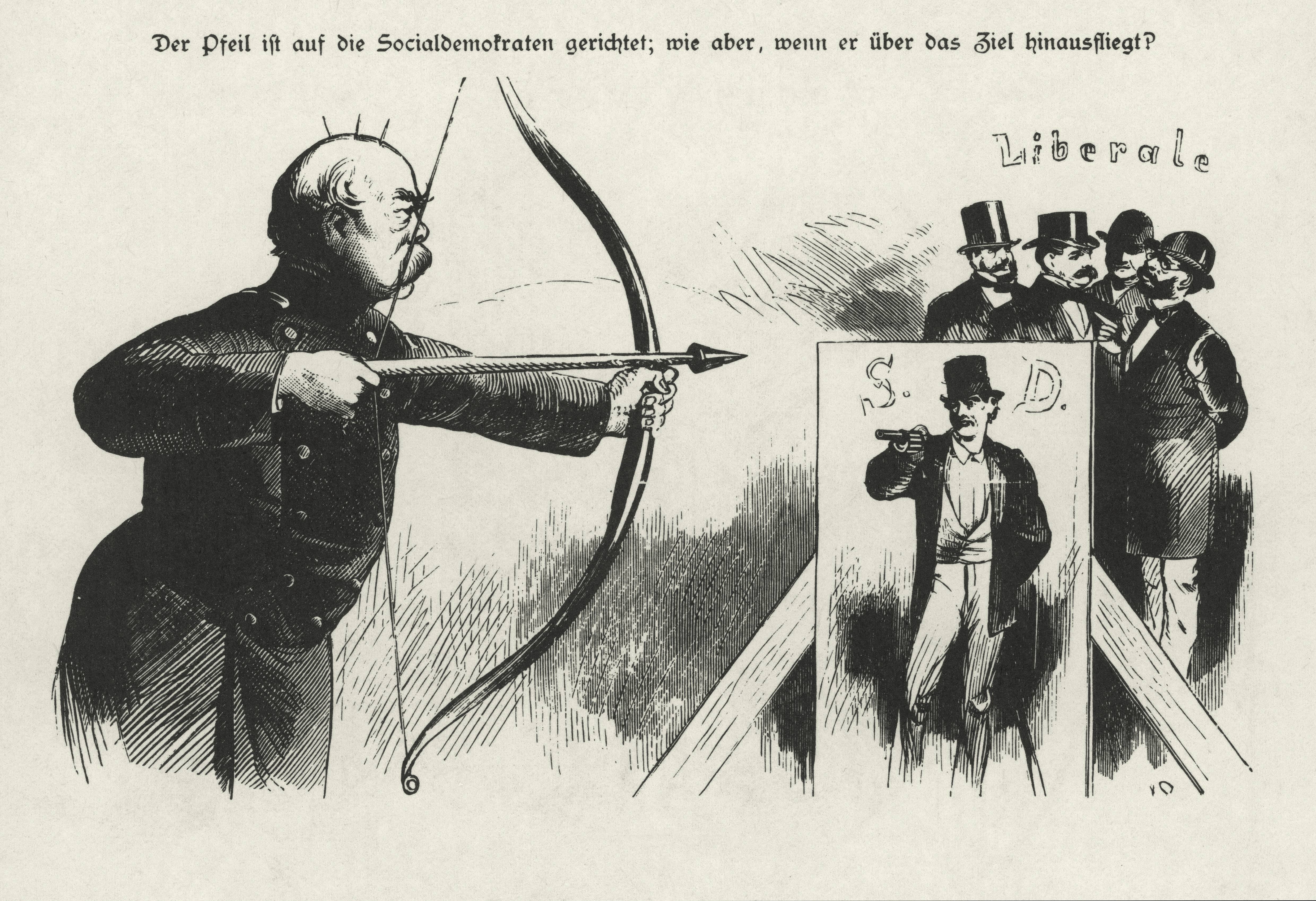 Die Sozialdemokratie im Visier von Bismarck: Karikatur auf die Lesung des Sozialistengesetzes im Reichstag im September 1878