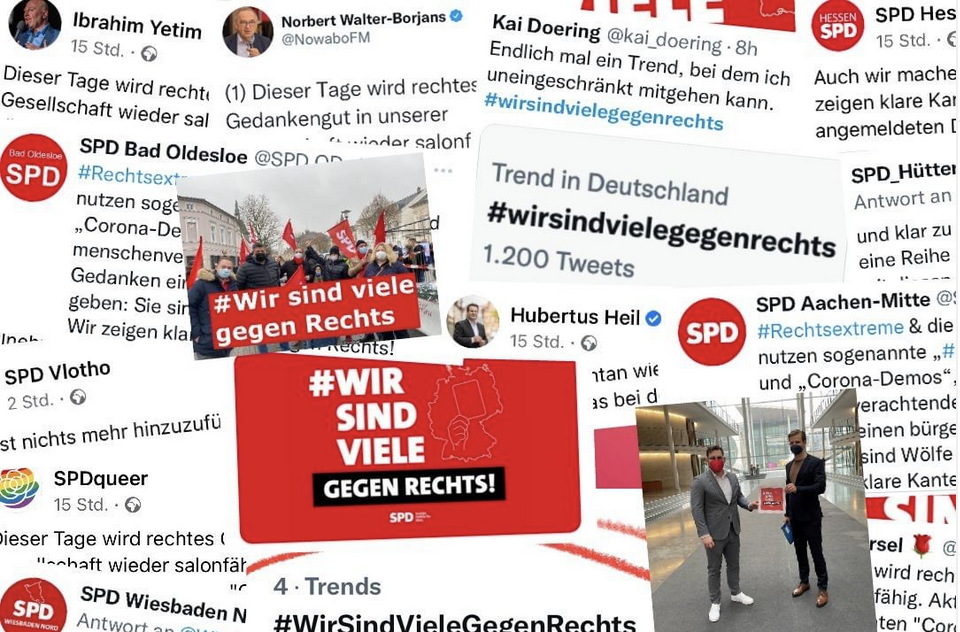 Wir sind viele gegen Rechts: Tausende SPD-Mitglieder bekannten in den sozialen Medien Farbe gegen rechts.