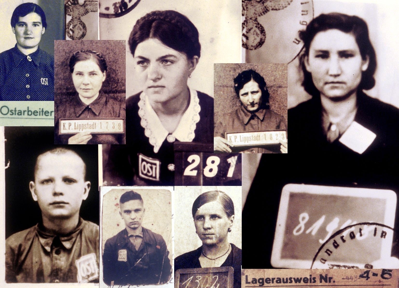Gedenken: Fotos und ­Dokumente von Zwangs­arbeitern, die im Dritten Reich verharmlosend „Ostarbeiter“ genannt wurden.