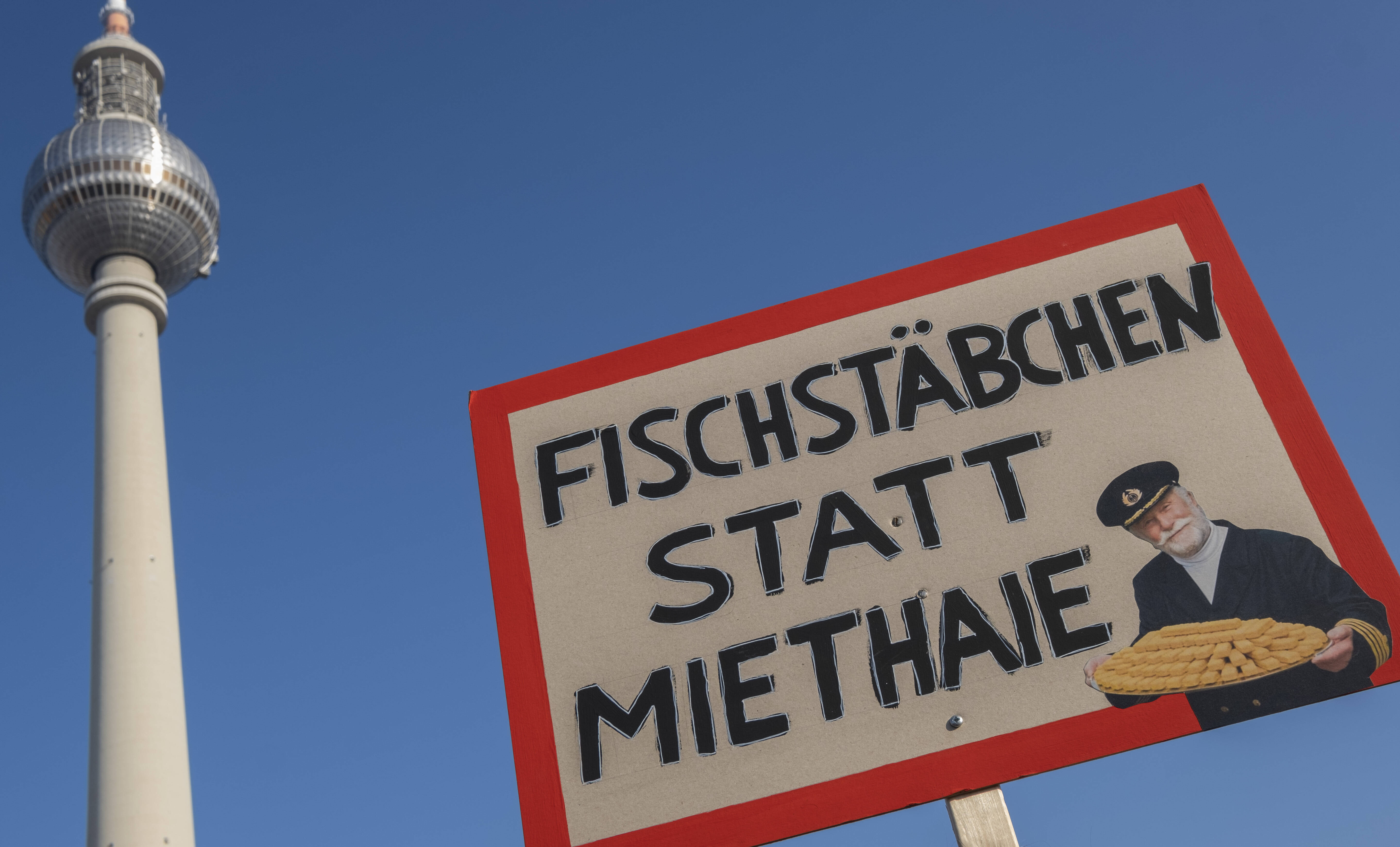 Protest gegen zu hohe Mietpreise in Berlin.