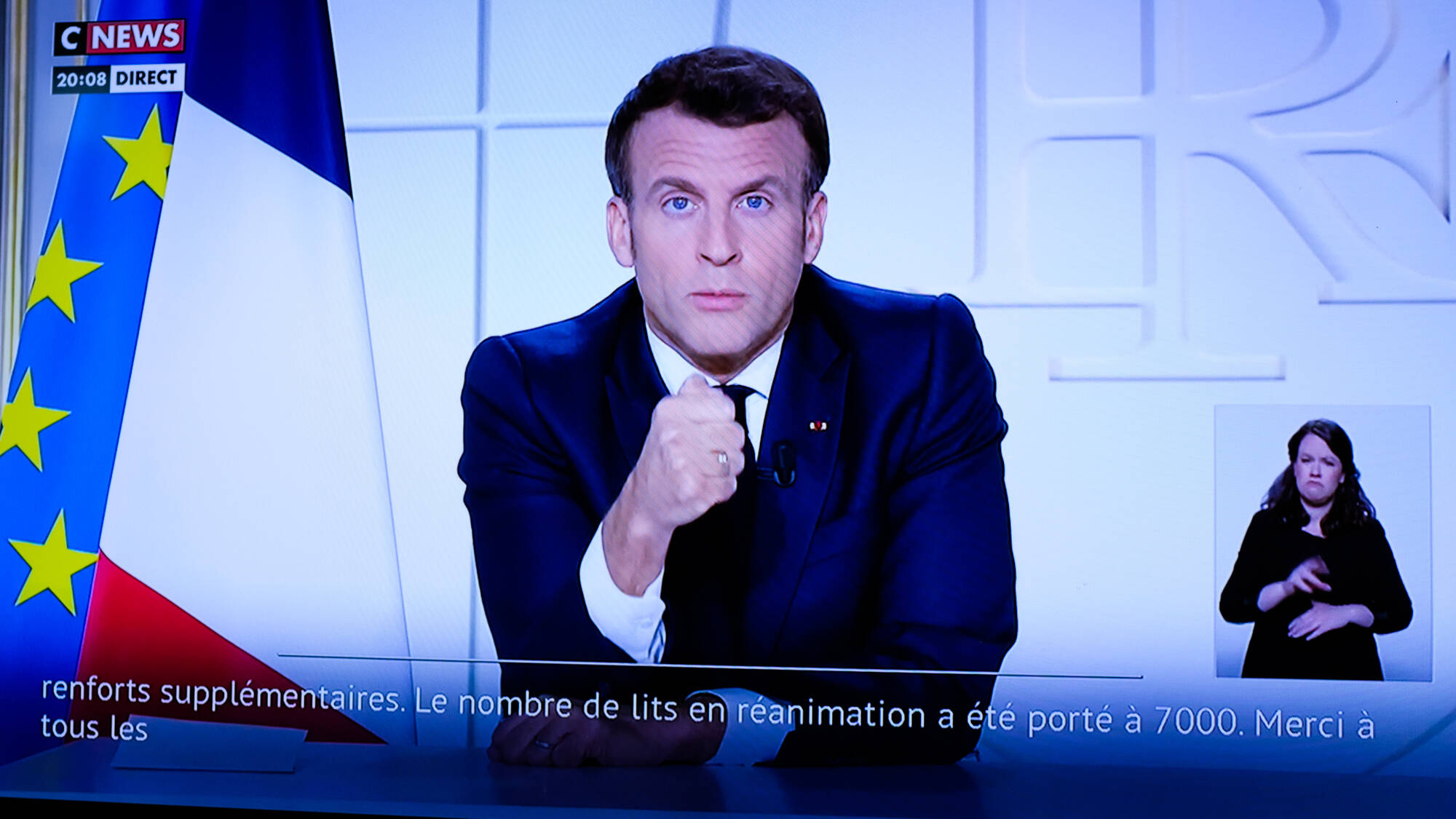 Macht Druck beim Impftempo in Frankreich: Staatspräsident Emmanuel Macron bei seiner TV-Ansprache am 31. März 2021.