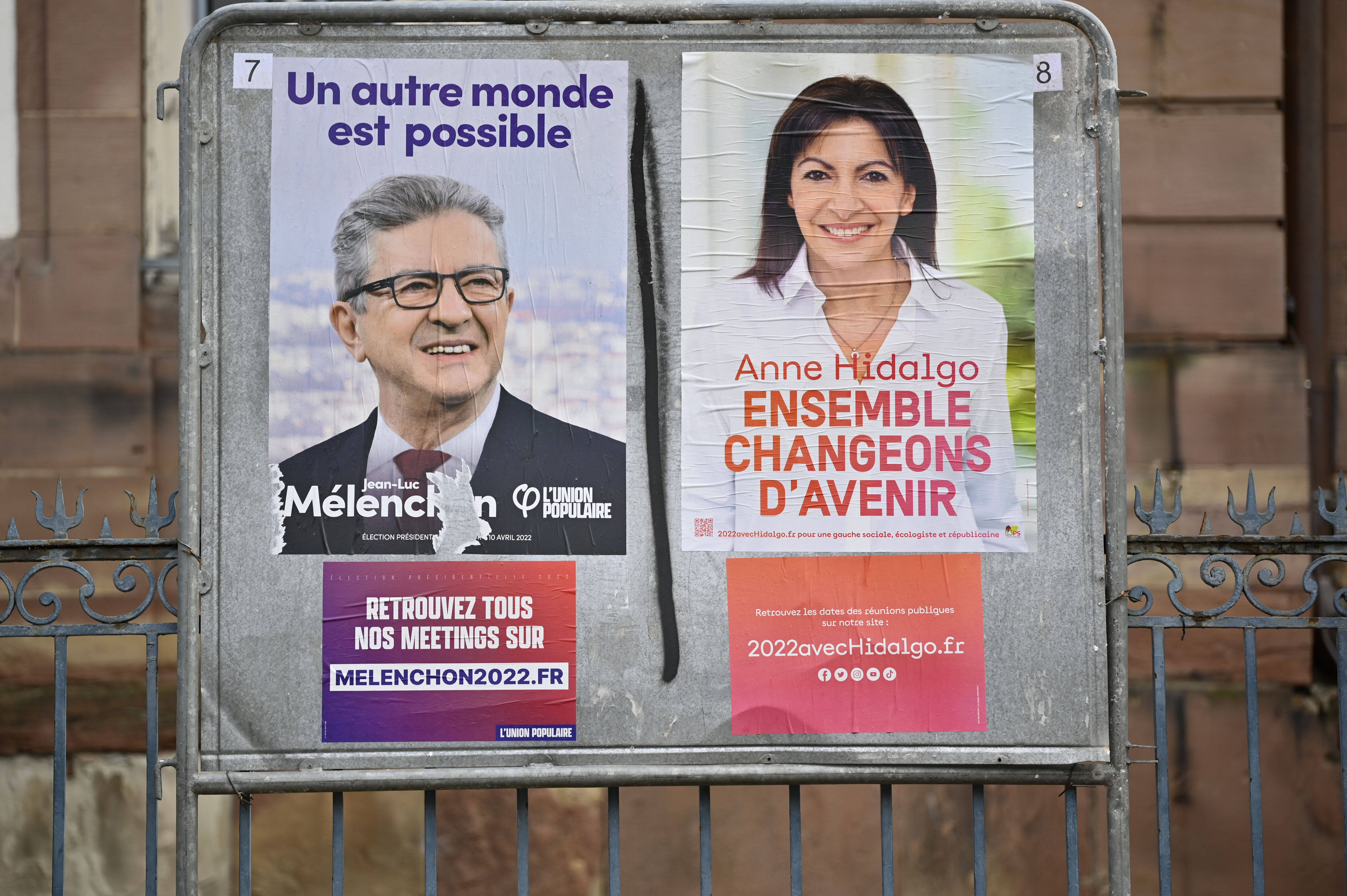 Hier waren sie noch Gegner, bei der Präsidentschaftswahl im April 2022: der Linkspopulist Jean-Luc Melenchon (l.) und die Sozialistin Anne Hidalgo. Bei den Parlamentswahlen im Juni 2022 arbeiten sie zusammen.