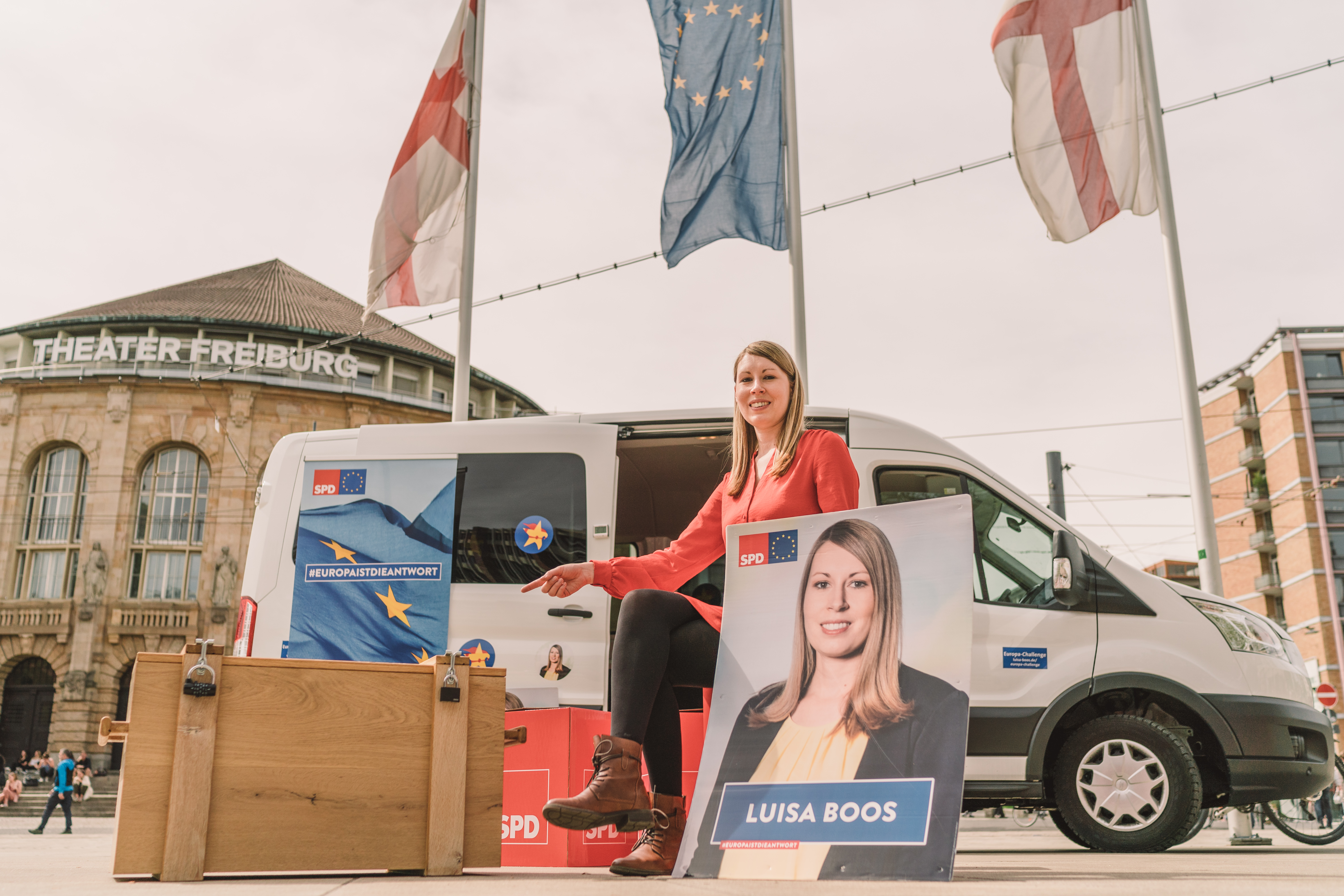 Wahlkampf aus der Kiste: Europa-Kandidatin Luisa Boos zieht mit einem Escape-Game durch Baden-Württemberg.