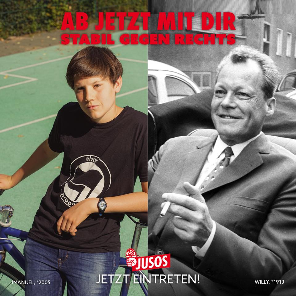 In Willy Fußstapfen: Wie einst Willy Brandt kämpft heute Juso Imanuel gegen rechts.