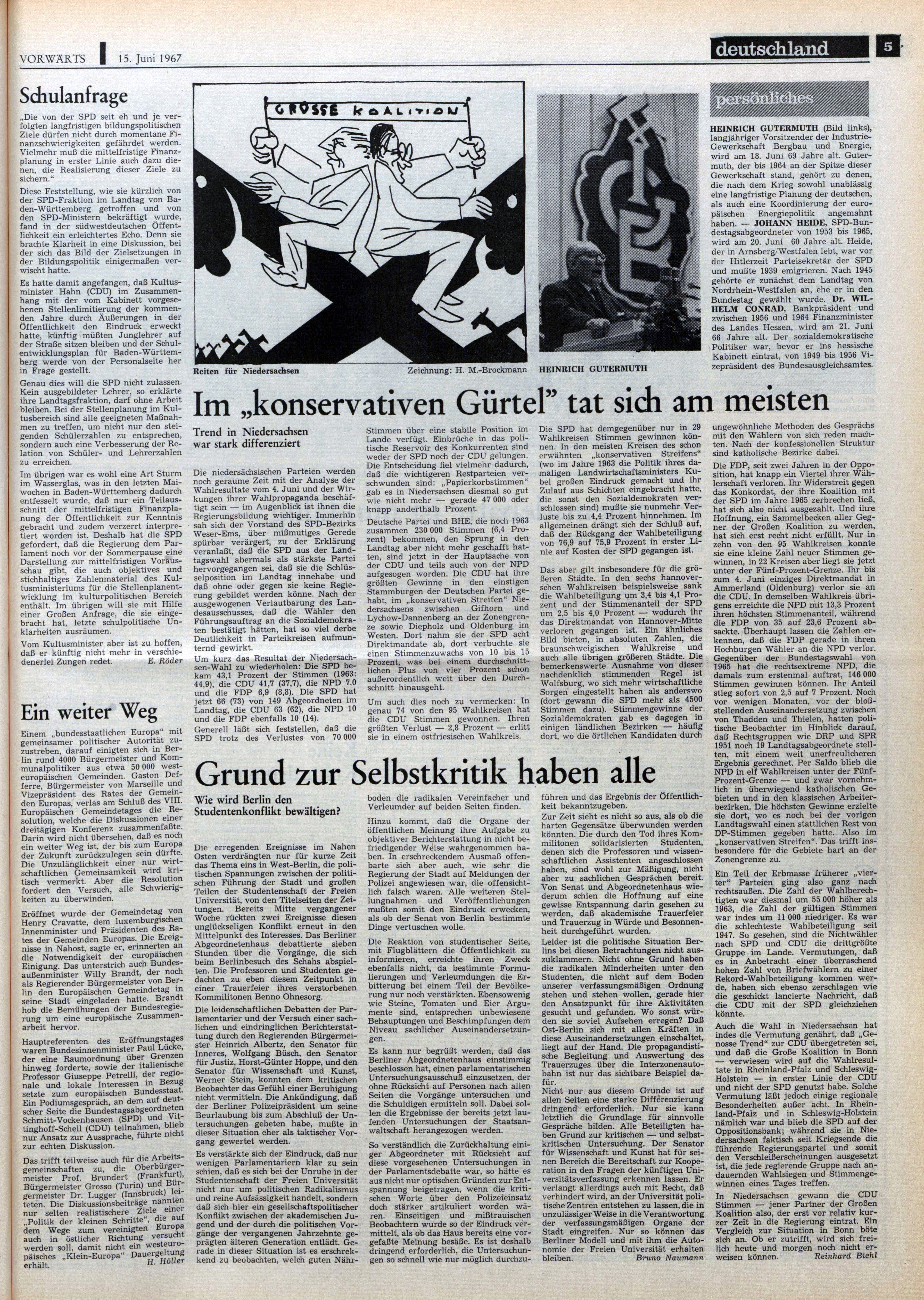 Vorwärts-Ausgabe vom 15. Juni 1967 mit Benno Ohnesorg