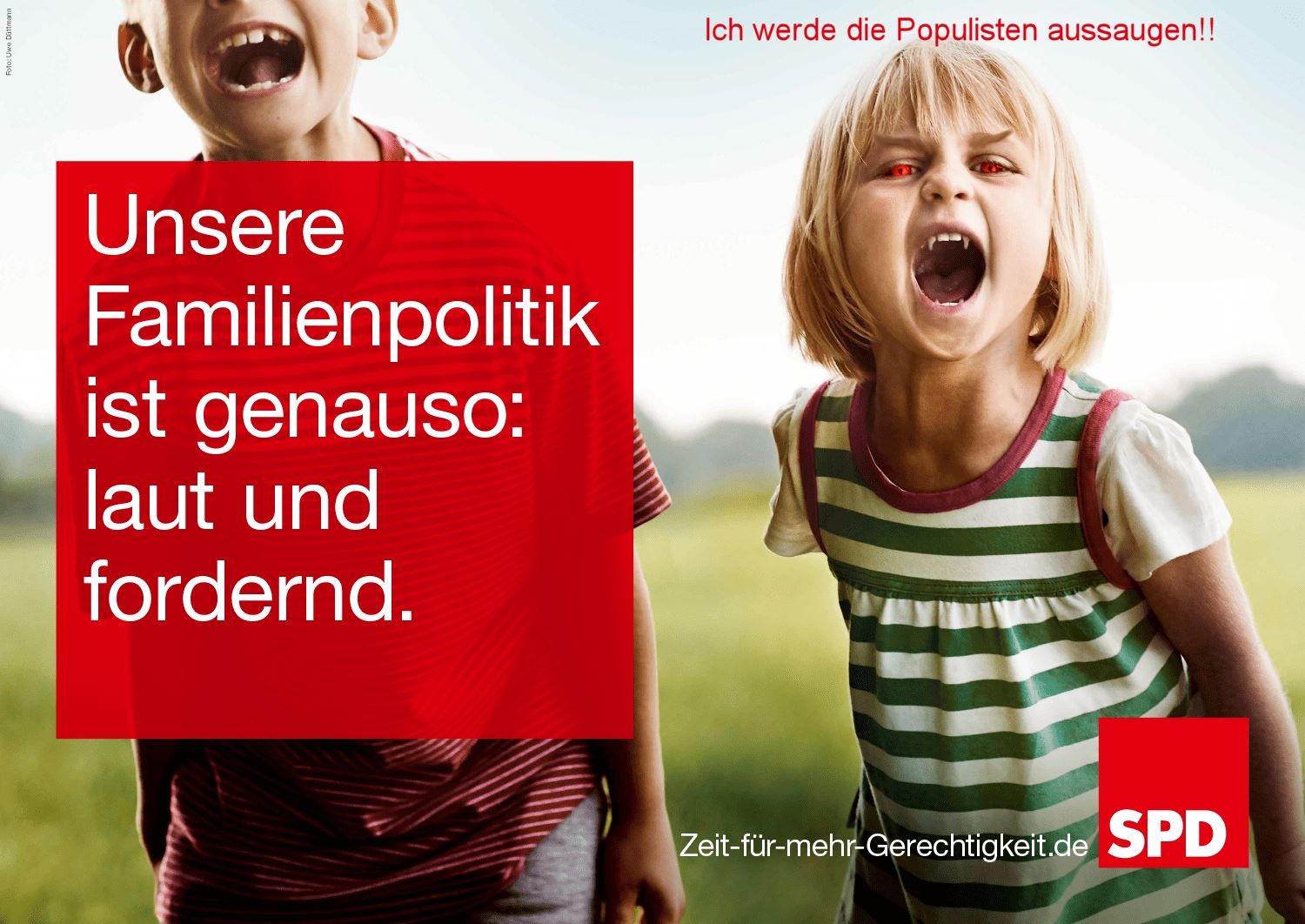 Grusel für Populisten: Aus Kindern hat „Gottkanzler Schulz“ Vampire gemacht.