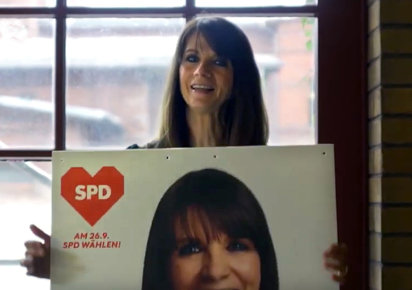 Kampf um die Plakat-Plätze: SPD-Kandidatin Annette Unger macht ihren Wähler*innen „ein moralisches Angebot“.