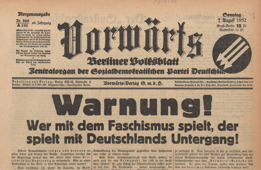 Vorwärts Titel 7. August 1932