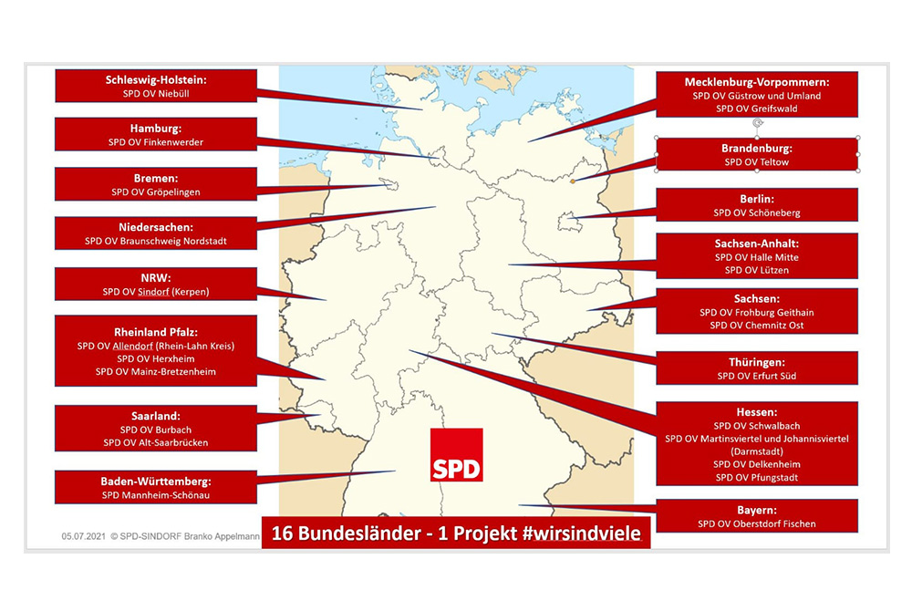 25 Ortsvereine, 16 Bundesländer, ein Projetkt: Die SPD-Basis will sich stärker vernetzen.